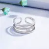 Anel Feminino Multicamadas de Diamante Estilo Coreano Estilo Frio Anel Vivo Anel do Dedo Indicador Anel de Celebridade da Internet Joia Simples e Fashion