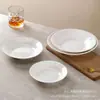 Plato de Cerámica Blanco Puro para Uso Doméstico, Plato para Filete Estilo Occidental de Hotel, Plato Hondo, Plato Plano, Plato Redondo Comercial, Apto para Microondas