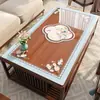Novo Jogo Americano para Mesa de Centro Estilo Chinês, Toalha de Mesa para Mesa de Centro Estilo Chinês Clássico, Impermeável, à Prova de Óleo, Lavável, PVC Semitransparente, Jogo Americano para Mesa de Jantar em Madeira Maciça