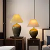 Estilo Wabi-Sabi Nova Luminária de Mesa Decorativa Chinoiserie para Estudo Quarto Pousada Normcore Japonês Vaso de Cerâmica Luminária de Mesa Retro para Cabeceira Sala de Estar