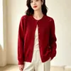 Cardigan Tricotado com Renda Redondo Feminino 2026 Outono Novo Solto Versátil Cor Sólida Macio Fofo Casaco Suéter Top