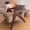 Cadeira Sofá de Madeira Maciça Estilo Nórdico Sala de Estar Estilo Meio do Século Cadeira Individual Confortável Varanda de Casa Richard Cadeira com Encosto de Lazer