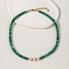 Nuevo collar de cuentas de piedra natural de aventurina verde elegante y retro del fabricante, cadena de clavícula apilada de estilo francés con perlas naturales para mujer