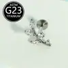 Piercing Labial Stud de Titânio F136 com Design de Flor Relâmpago e Cravação de Zircônia, Joia para Body Piercing com Corpo de Titânio de Grau Cirúrgico, Produto em Estoque do Fabricante