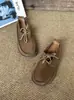 Zapatos casuales de cordones de piel de vaca de capa superior 2026, zapatos de mujer hechos a mano con acabado vintage desgastado, adecuados para todas las estaciones, transpirables para el verano