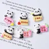 Panda Desenho Animado Tema Frutas Artesanal DIY Cola Creme Decoração de Carro Capa de Celular Caixa de Armazenamento de Presilha Acessório de Resina Adesivos
