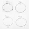 Moda de joyería transfronteriza europea y americana simple tobillera de 4 piezas cadena corrugada colgante de luna tobillera de traje multicapa para mujer