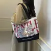 Bolsa de lona grande com estampa de letras para mulheres, novo estilo 2026, Bolsa de ombro estampada moda Gentlewoman, bolsa tote