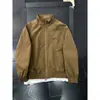Jaqueta cleanfit azul escuro oversized com gola alta masculina outono marca da moda toque de alta qualidade peso pesado curta jaqueta baseball corta-vento