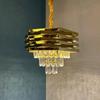 Luz de luxo criativa para quarto e sala de estar, luz LED atmosférica, lâmpadas de villa, redondas, ovais, ferragens de aço inoxidável, lustre de cristal