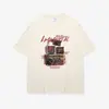 Camiseta de Verano Pesada Estilo Americano de Moda Retro, Algodón Puro High-Street de Manga Corta para Hombre, Top Holgado de Media Manga