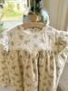 25 Primavera Novo Vestido Estampado Floral para Meninas Estilo Coreano Vestido Estampado Vintage para Bebês Vestido Estampado de Algodão para Meninas