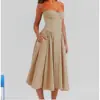 Amazon Verão Explosões Europeias e Americanas Transfronteiriço Vestido Vermelho Novo Sem Alças Cintura Moda Sexy Vestido de Alça para Mulheres
