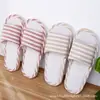 Pantuflas gruesas a rayas, de suela suave para interior, ligeras y transpirables, adecuadas para todas las estaciones, de lino, para parejas, hombres y mujeres, para viajes, uso en casa y para recibir invitados.
