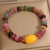 Nova Pulseira de Flor de Turmalina Cor Natural Feminina Fresca Doce Nicho Colorida Presente para Namorada Joia
