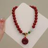 Nueva Joyería Estilo Chino Pulsera de Cinabrio Candado Xiangyun Hebilla Ping An Pulsera Colgante Diseño Creativo Retro Sentido Mayorista