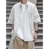 Camisa de manga corta a rayas japonesa de verano para hombre, nueva marca de moda, holgada, combinable, informal, elegante, chaqueta.