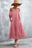 Colección Nueva Primavera/Verano 2026 Wish Sitio Independiente Ebay Bestseller Clásico Vestido a Cuadros Off-Shoulder con Dobladillo Amplio para Mujer