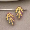 Cuentas de Cristal con Forma de Hoja Vintage Pintadas en Oro Pulseras de Cuentas Hechas a Mano DIY Accesorios para Horquilla Hanfu