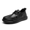 Novos Sapatos de Couro Primavera/Verão 2025 para Trabalhadores de Escritório, Sapatos de Couro Formais para Adolescentes, Cadarço Solado Macio Superfície Macia Sapatos Masculinos de Cano Baixo