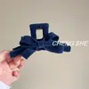 2025 Nuevo Elegante Clip de Pinza de Lazo de Terciopelo para Mujer Pinza para el Cabello de Alta Gama Parte Posterior de la Cabeza Otoño e Invierno Pinza de Tiburón Pinza para el Cabello Coreano