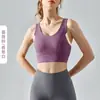 Roupa íntima esportiva de alta resistência combinando com cores de primavera e verão, peça única feminina com bojo no peito, fivela traseira sem costura, sutiã de ioga para corrida ao ar livre
