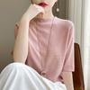 Camiseta de punto de Tencel de manga corta para mujer 2025 Nuevas Explosiones Moda Suelta Adelgazante talla grande Chaqueta de verano fina para mujer