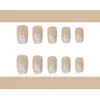 Unhas Longas Estilo Francês com Borda Branca Nude e Flores Azuis, Embelezadas com Manicure Doce e Exquisita, 24 Peças de Adesivos de Unha Prontos