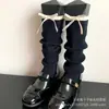 Calcetines Apilables Estilo Ballet Jk con Lazo Blanco para Niños Calcetines para Botas de Primavera y Otoño Calcetines de Longitud Media Estilo Japonés Dulce Calcetines con Puño Negro
