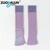 Calcetines de Yoga de Cinco Dedos Zobaren Algodón Puro Calcetines Largos de Pilates Silicona Antideslizantes Calcetines de Baja Presión para Pantorrillas Calcetines de Baile Venta al por Mayor