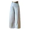Pantalones Casuales de Algodón Tencel para Mujer, Otoño 2026, Cintura Alta, Diseño Adelgazante, Cintura Alta, Holgados, Pierna Ancha, Rectos, Nueve Puntos