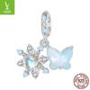 Prata Ziyun original Natal gelo e neve borboleta pingente inverno floco de neve s925 prata esterlina diy pulseira miçangas acessórios