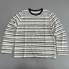 Estilo perezoso a rayas manga larga otoño nuevo transpirable bloques de color diario camiseta mujer cuello redondo holgado versátil adelgazante top