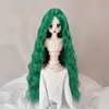 Peluca para Muñeca Seda Suave Figura BJD SD Vestir Estilismo Flequillo Largo de Colores Rizos de Lana Peluca Cubrecabezas