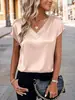 Camiseta Satinada de Cuello en V Estilo Europeo y Americano de Amazon, Top Casual de Satén para Mujer Primavera y Verano, 12 Colores en Stock