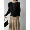Suéter de punto Jiangzuo con botones laterales, estilo Melard, estética de viejo dinero para mujer, top ajustado de estilo francés con un look sofisticado, para mujer L728