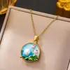 Collar Pintura al Óleo Jardín de Monet Collar de Flores Retro Francés de Nicho Moda No se Desvanece Joyería de Alta Gama Más Vendida