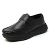 Zapatos de Enfermera en Stock para Mujer, Otoño, Suela Blanda, Transpirables, Antideslizantes, Cuero Genuino, Negros, Zapatos de Trabajo Médicos, Comercio Exterior Transfronterizo, Dropshipping de Una Pieza