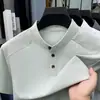 Camiseta Masculina de Manga Curta Estilo Novo de Verão para Homens de Meia-Idade e Idosos Casual de Negócios Cor Sólida Seda de Gelo Fresca Secagem Rápida Camiseta Masculina