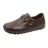 Zapatos Pequeños de Cuero Birkenstock Estilo Británico Retro para Mujer 2026 Primavera y Otoño Nuevo Estilo Hebilla de Cinturón Slip-On Casual Mocasines de Suela Suave