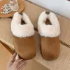 Bota Corta de Plataforma Retro con Cordones Forrada de Piel Birkenstock Botas de Nieve para Mujer Nuevas Otoño Invierno Espesadas Cálidas Zapatos de Algodón Peludo