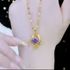 Colar Coração Roxo para Mulheres 2025 Novo Tendência Luxo Design de Nicho Pingente de Alta Qualidade Corrente para Clavícula