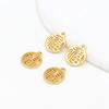 Pingente de Pulseira de Cobre Puro Banhado a Ouro 18K, Corte Redondo Vazado, Etiqueta de Bênção, Cor Ouro Real 14K com Preservação da Cor, Acessórios DIY D106