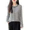 Nova Coleção Primavera/Outono 2026: Moda Feminina Tendência e Popular, Blusa Listrada Retro de Manga Longa, Peça de Roupa Externa Slim-Fit