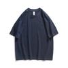 Camiseta Gruesa Holgada de Algodón Puro Hombro Caído Oversize Estilo Chino para Hombre Color Caqui Retro Americano Peso Pesado Manga Corta con Estampado de Logo 260g
