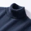 Suéter masculino de cashmere com gola alta, novo estilo outono/inverno, cor sólida, corte solto, tricô grosso, base de cashmere simples e casual