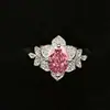 Moda Transfronteriza Venta Caliente Lujo Ligero Anillo de Diamante de Alto Carbono Para Mujer Incrustación Completa de Diamante Anillo Flor de Hielo Ce Paraiba S925