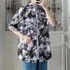 Camisa Floral de Manga Corta Retro Ulzzang Estilo Hong Kong para Hombre, Camisa Suelta Ins Estilo Harajuku, Ropa Trendy con Protección Solar para Pareja de Playa