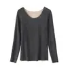 300g Roupa Íntima Térmica Feminina Sem Costura Gola Redonda Manga Longa Outono com Caxemira e Seda, Roupa Feminina
