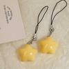 Lindo cordón para teléfono móvil amarillo leche gordito ins chica cara suave brillante colgante de estrella de cinco puntas para regalo de pareja de novia